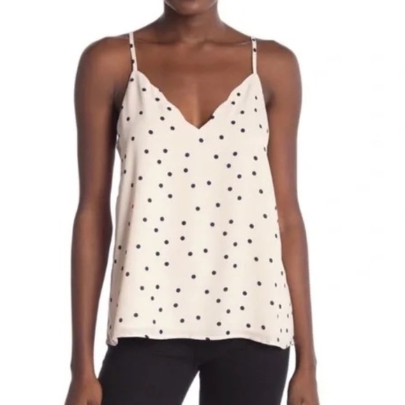 Socialite Tops - *SOCIALITE* Light Pink x Black Polka Dot Tank Top Size Medium